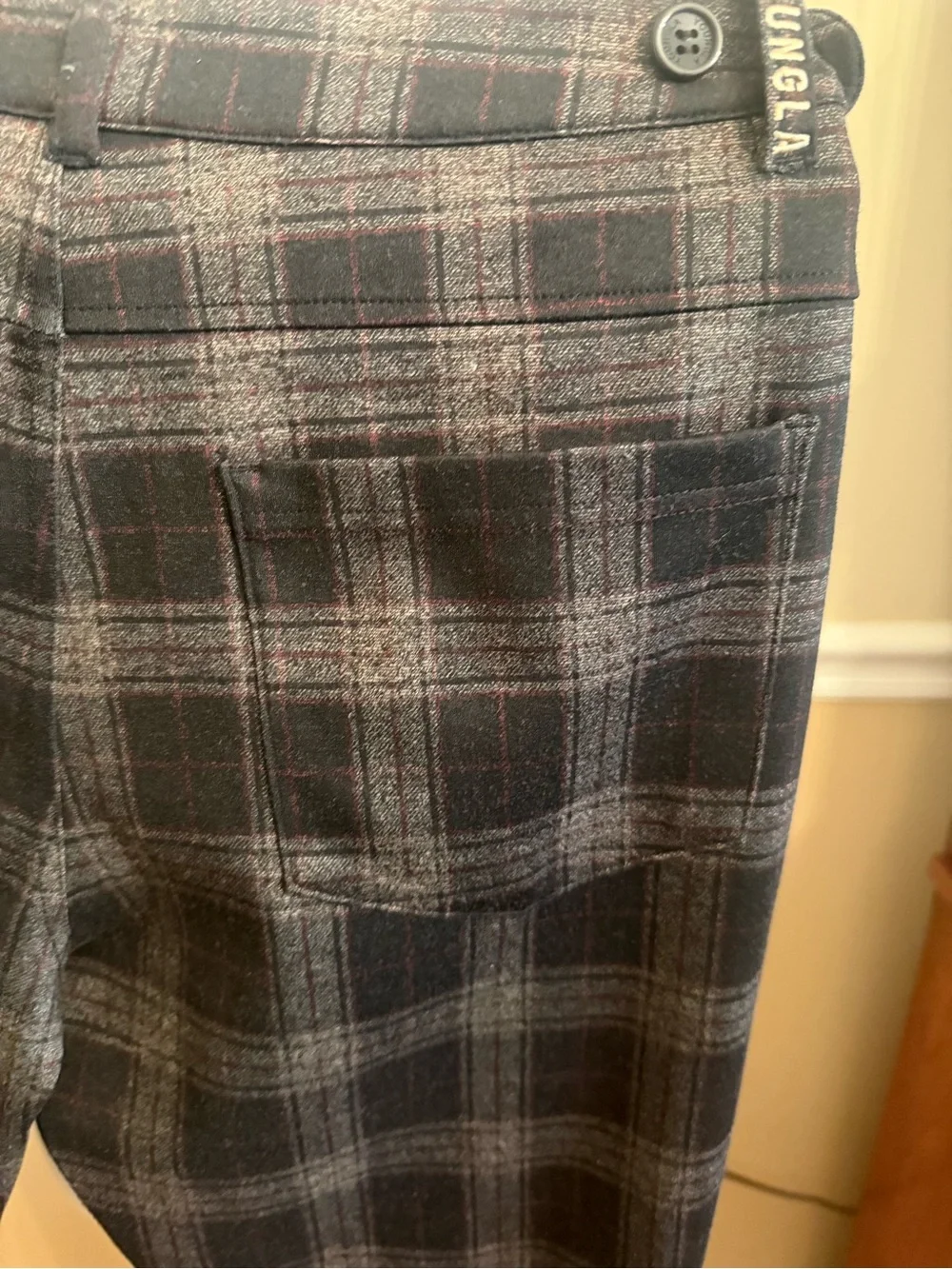 Young LA Pants 32 x 28 Mens Plaid Stretch Tapered Leg Trouser